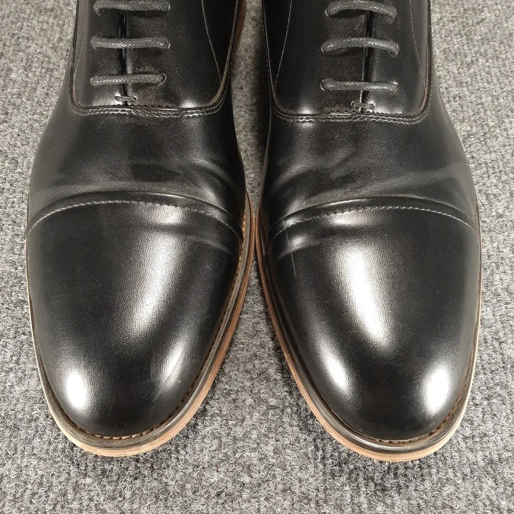 Bruno Marc Louis 2 Mens Black Leather Oxford Cap Toe Dress Shoes Size 12